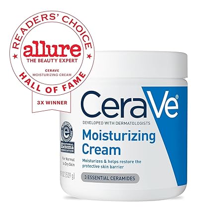 CeraVe Moisturizing Cream, Body and Face Moisturizer for Dry Skin, Body Cream with Hyaluronic Acid and Ceramides, Daily Moisturizer, Oil-Free, Fragrance Free, Non-Comedogenic, 19 Ounce - Image 5