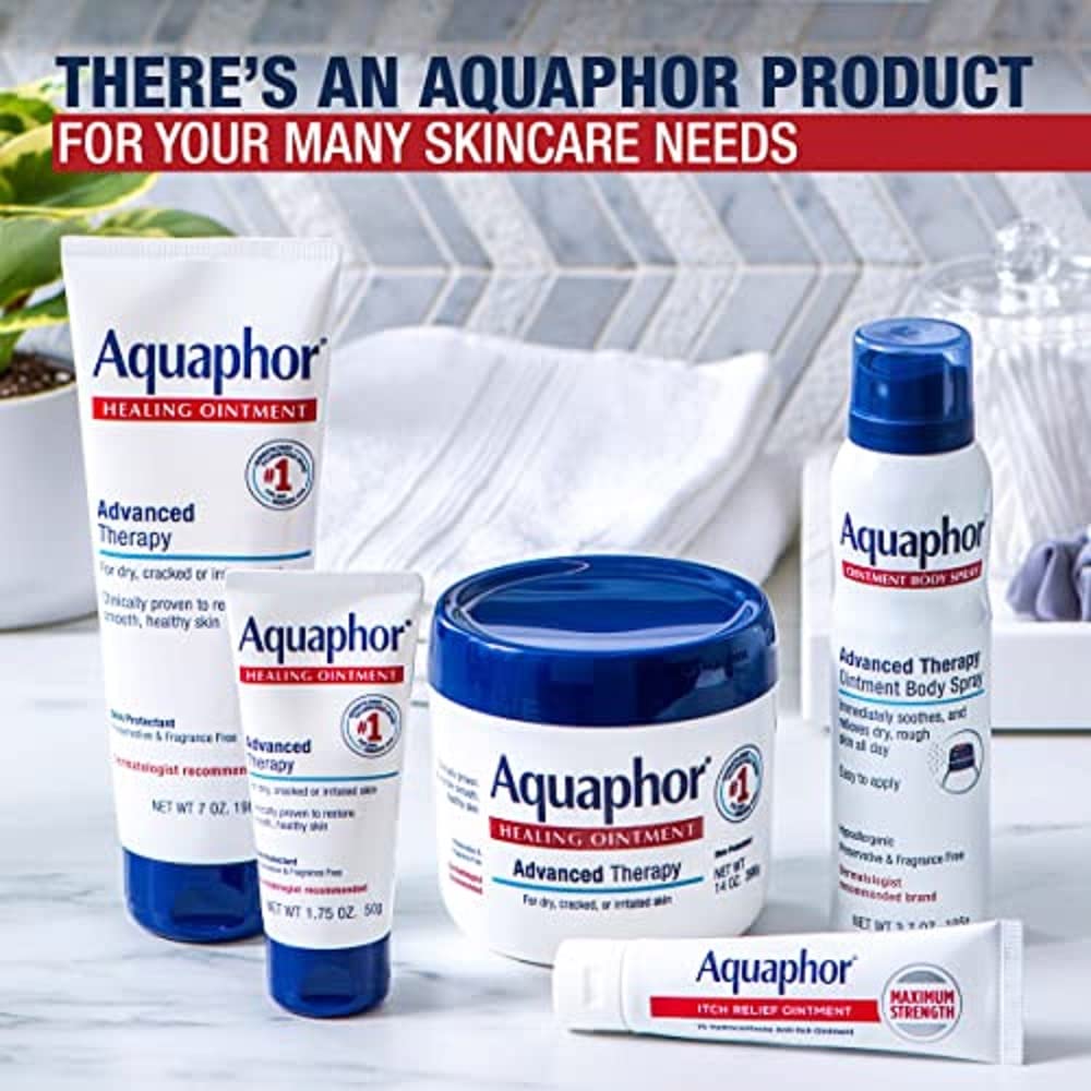 Aquaphor Healing Ointment, Advanced Therapy Skin Protectant, Multi-Purpose Ointment and Body Moisturizer, For Dry, Cracked Skin, Minor Cuts and Burns, 14 OZ Value Size Jar - Image 2
