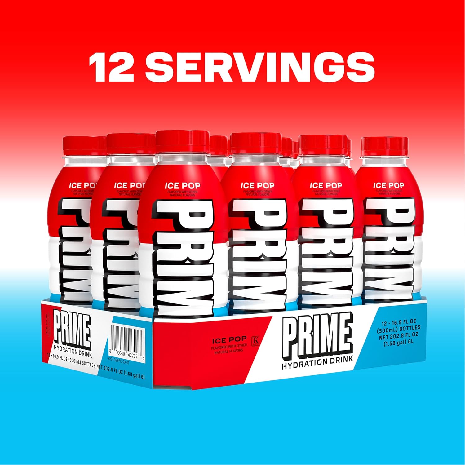 PRIME Hydration ICE POP | Sports Drinks | Electrolyte Enhanced for Ultimate Hydration | 250mg BCAAs | B Vitamins | Antioxidants | 2g Of Sugar | 16.9 Fluid Ounce | 12 Pack - Image 2