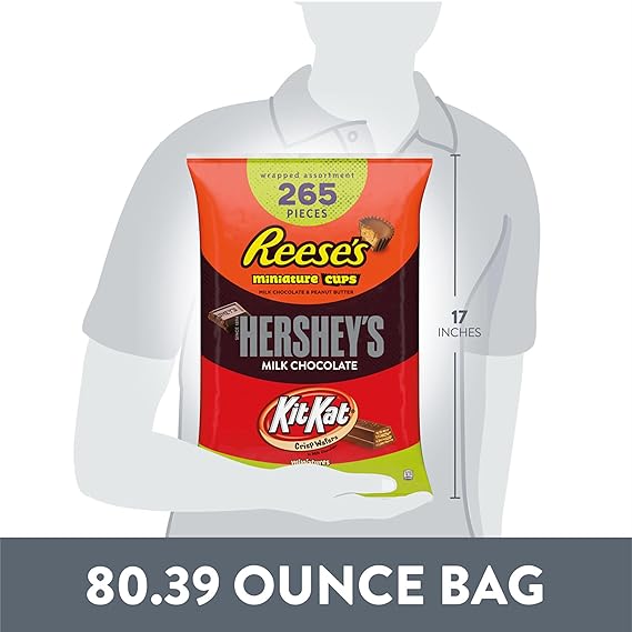 HERSHEY'S, KIT KAT and REESE'S Assorted Milk Chocolate Candy Bulk Bag, 80.32 oz (265 Pieces) - Image 3