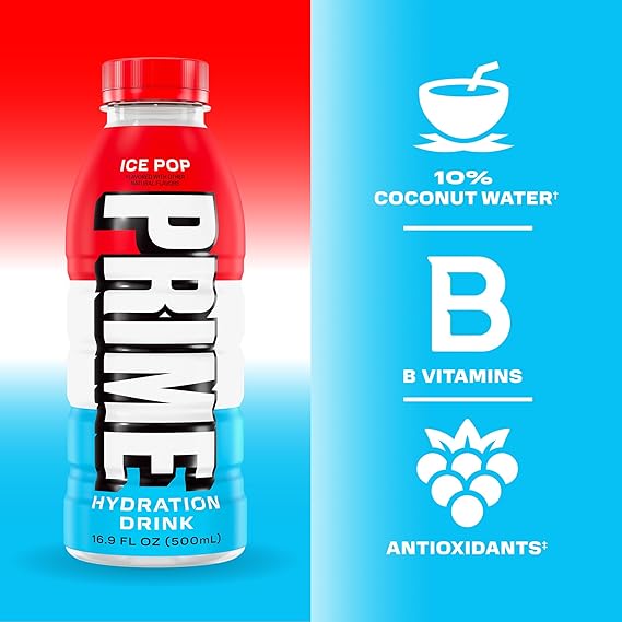 PRIME Hydration ICE POP | Sports Drinks | Electrolyte Enhanced for Ultimate Hydration | 250mg BCAAs | B Vitamins | Antioxidants | 2g Of Sugar | 16.9 Fluid Ounce | 12 Pack - Image 3
