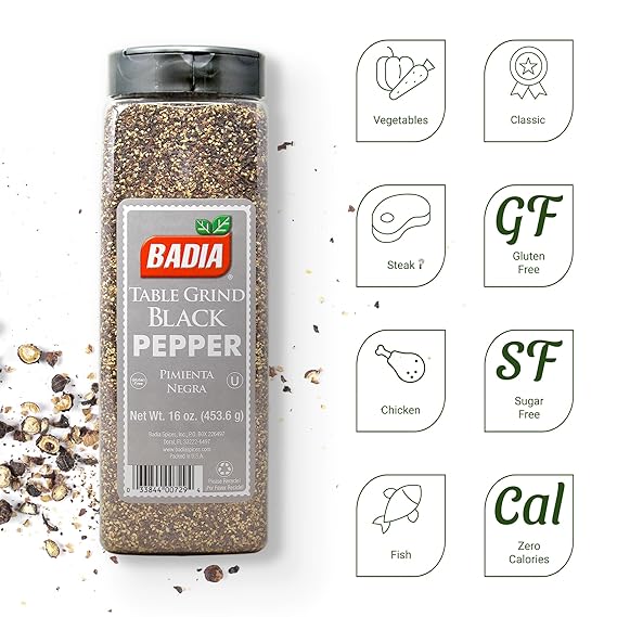 Badia Black Pepper Table Grind, 16 oz - Premium Seasoning for Cooking & Freshly Ground Flavor - Image 5