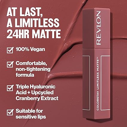 Revlon ColorStay Limitless Matte Liquid Lipstick, Vegan Formula, No-Budge, Longwear Lip Color, Long Lasting, Lightweight/Comfortable, Waterproof, 010 Top Talent, 0.17 fl oz - Image 4