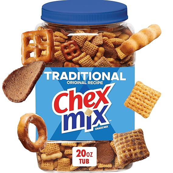 Chex Mix Traditional Original Recipe Snack Mix, Salty Snacks Tub, 20 oz